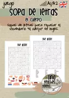 Vista previa - Hojas de trabajo - Sopa de letras inglés - el cuerpo, body parts | ESL, EFL, English - Portada