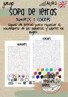 Vista previa - Juegos / Gamificación - Sopa de letras inglés - numeros y colores, numbers & colours | ESL, EFL, English - Portada