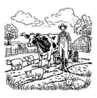 Vorschau - Mal- und Bastelvorlagen - Ausmalbilder: Bauernhof – 🎨🐄🚜 - Seite 1