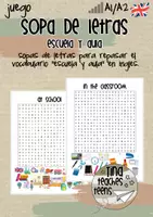 Vista previa - Hojas de trabajo - Sopa de letras inglés - aula y escuela, school & classroom | ESL, EFL, English - Portada