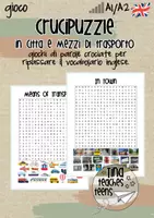 anteprima - Esercizi - Crucipuzzle inglese tema: città e trasporto, city & transport | English, ESL, EFL - Pagina di copertina