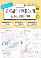 Vorschau - Arbeitsblätter - Selbsteinschätzung zu LINEAREN FUNKTIONEN - Deckblatt