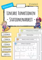 Vorschau - Arbeitsblätter - LINEARE FUNKTIONEN - Stationenarbeit - Deckblatt
