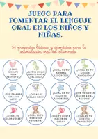 Vista previa - Tarjetas / Manipulativos - Juego estimulación del lenguaje - Portada