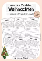 Vorschau - Unterrichtsreihen - Weihnachten - Lesetexte mit Fragen (inkl. Lösung) für Klasse 2 bis 4 - Deckblatt