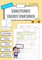 Vorschau - Arbeitsblätter - SCHNITTPUNKT linearer Funktionen bestimmen (Arbeitsblatt) - Deckblatt