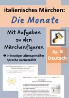 Vorschau - Arbeitsblätter - Italienisches Märchen "Die Monate" mit Aufgaben zu den Märchenfiguren (Klasse 5) - Deckblatt