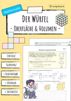 Vorschau - Arbeitsblätter - WÜRFEL - Volumen & Oberfläche (Arbeitsblatt) - Deckblatt