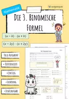 Vorschau - Arbeitsblätter - DRITTE BINOMISCHE FORMEL (Arbeitsblatt) - Deckblatt