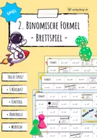 Vorschau - Arbeitsblätter - Zweite Binomische Formel - Spiel (Spacerun) - Deckblatt