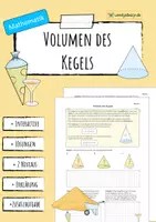 Vorschau - Arbeitsblätter - Volumen von KEGELN - (Mathematik-Arbeitsblatt) - Deckblatt