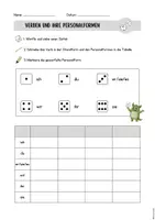 Vorschau - Arbeitsblätter - Verbenwürfeln 🎲 - Verben und ihre Personalformen (Präsens) - Seite 1