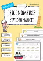 Vorschau - Arbeitsblätter - TRIGONOMETRIE (Sinus, Cosinus, Tangens) - Stationenarbeit - Deckblatt