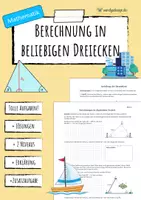 Vorschau - Arbeitsblätter - SINUS, KOSINUS & TANGENS im allgemeinen Dreieck - Deckblatt