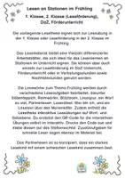 Vorschau - Stundenentwürfe - Lesen lernen 1. Klasse, DaZ Lerntheke, Lesen an Stationen, Druckschrift - Seite 1