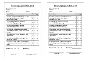 Vorschau - Test - Bewertung Sport - Handstand, Hockwende, Floorball, Basketball, Schwimmen, Spielen, Ringen und Raufen - Seite 1