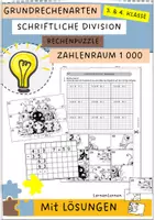 Vorschau - Arbeitsblätter - Rechenpuzzle Schriftliche Division - Teiler einstellig - Deckblatt