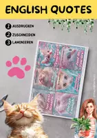 Vorschau - Mal- und Bastelvorlagen - English Quotes Mutmachkärtchen mit Sprüchen und Katzen - Seite 1
