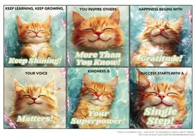 Vorschau - Mal- und Bastelvorlagen - English Quotes Mutmachkärtchen mit Sprüchen und Katzen - Seite 3