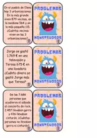 Vista previa - Hojas de trabajo - TARJETAS DE PROBLEMAS MONSTRUOSOS - página 1