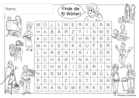 Vorschau - Arbeitsblätter - Berufe - Wörter finden und schreiben - Seite 1