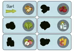 Vorschau - Spiele - Lebensmittel - Schattendominos - Vorschule zur visuellen Wahrnehmung - Seite 1