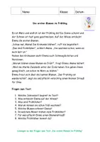 Vorschau - Arbeitsblätter - Freebie: Lesetext: Die ersten Blumen im Frühling - Seite 1