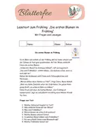 Vorschau - Arbeitsblätter - Freebie: Lesetext: Die ersten Blumen im Frühling - Deckblatt