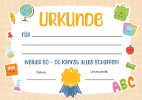 Vorschau - Poster - Urkunde für Kinder. Zertifikat für Kinder. Zeugnis für Kinder. Teilnehmer Urkunde. Urkunde für die Grundschule, Schule. Kinderurkunde. - Seite 2