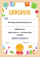 Vorschau - Poster - 9 Urkunden für Kinder – Belohnung, Teilnahme & Motivation – Set für Grundschule & Kita. Teilnehmerurkunden & Urkunden für besondere Leistungen: Auszeichnung für Kinder. - Seite 1