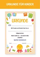 Vorschau - Poster - Urkunde für Kinder. Teilnehmerurkunde. Urkunde Grundschule. Belohnung Schulkinder. Zeugnis Zertifikat für alle Gelegenheiten. Kinderurkunde. - Deckblatt