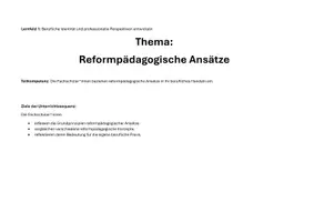 Vorschau - Merkblätter - Reformpädagogische Ansätze, Lernfeld 1: Berufliche Identität und professionelle Perspektiven entwickeln , Erzieherausbildung - Deckblatt