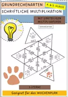 Vorschau - Arbeitsblätter - Rechensterne - schriftliche Multiplikation mit einstelligen Multiplikatoren - Deckblatt