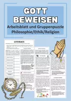 Vorschau - Arbeitsblätter - Arbeitsblätter und Gruppenpuzzle Gottesbeweise - Deckblatt