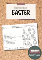 Vorschau - Stationenlernen - Easter- Read, find and color - Deckblatt