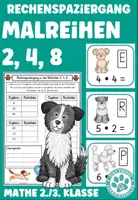 Vorschau - Spiele - Rechenspaziergang Malreihen 2, 4, 8 Hunde Mathe 2. Klasse 3. Klasse Einmaleins ZR 100 - Deckblatt