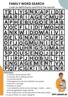 Aperçu - Jeux - Mots mêlés sur la famille – Activité ludique de vocabulaire - Page 1