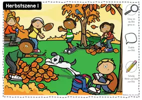 Vorschau - Arbeitsblätter - Herbstszenen - Mini-Wimmelbilder zum Lesen und Erzählen - Seite 1