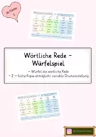 Vorschau - Arbeitsblätter - Wörtliche Rede Würfelspiel - Deckblatt