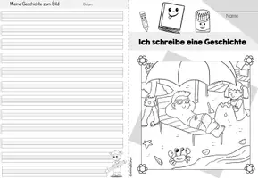 Vorschau - Arbeitsblätter - Faltheft: Geschichte zum Bild schreiben "August" (1-4.Klasse) - Seite 1