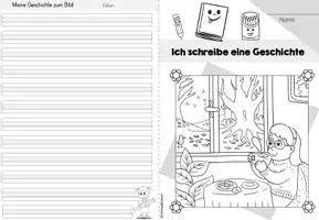 Vorschau - Arbeitsblätter - Faltheft: Geschichte zum Bild schreiben "November" (1-4.Klasse) - Seite 1