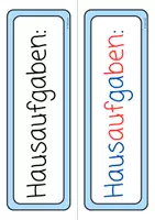 Vorschau - Lehrpläne/Lehrermaterial - Hausaufgaben-Schilder für die Tafel (blau) - Seite 1