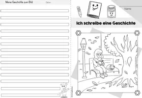 Vorschau - Arbeitsblätter - Faltheft: Geschichte zum Bild schreiben "Oktober" (1-4.Klasse) - Seite 3