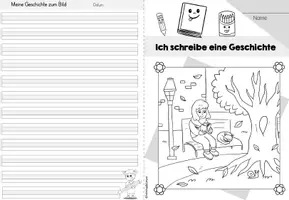Vorschau - Arbeitsblätter - Faltheft: Geschichte zum Bild schreiben "Oktober" (1-4.Klasse) - Seite 1