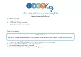 Aperçu - Apprentissages en autonomie - JEU DES PAIRES FRANCAIS ANGLAIS ANIMAUX DE LA FERME - Page 1