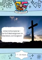 Vorschau - Arbeitsblätter - Die fünf Weltreligionen im Überblick und Vergleich 🌍✝️☪️🕉️✡️☸️ - Deckblatt