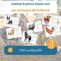 Aperçu - Apprentissages en autonomie - Les cartes à pince zoom sur les animaux de la ferme - Page de couverture