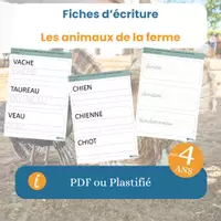 Aperçu - Apprentissages en autonomie - Les fiches d'écriture des animaux de la ferme - Page de couverture