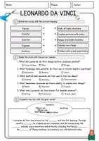 Vorschau - Arbeitsblätter - Leonardo da Vinci English Textverständnis Englisch Exercises VokabelnLeseverstehen Worksheet - Seite 2