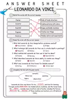 Vorschau - Arbeitsblätter - Leonardo da Vinci English Textverständnis Englisch Exercises VokabelnLeseverstehen Worksheet - Seite 3